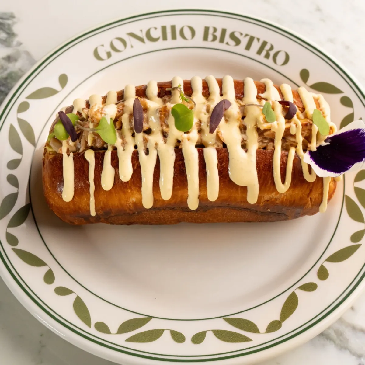 Crab brioche with mango-passion fruit sauce and avocado
